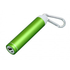 Универсальное зарядное устройство power  bank круглой формы с карабином, зеленый - 2600 Mah-114_1750218