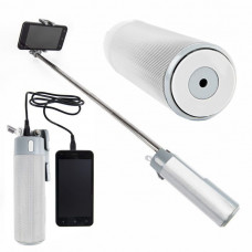 Bluetooth колонка с зарядным устройством (2000mAh) и моноподом 'Turbo Tube', цвет белый-114_2100217