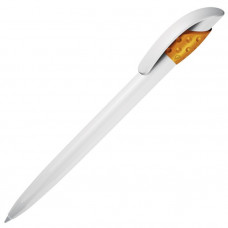 Ручка шариковая, GOLF WHITE, из пластика, цвет белый с жёлтым-114_2311580