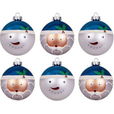 Набор из 6 украшений 'Дед Мороз и Снеговик' Mister Christmas, цвет синий с белым-114_2830394