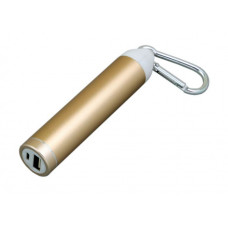 Универсальное зарядное устройство power  bank круглой формы с карабином, золотой - 2600 mah-114_1750214