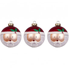 Набор из 3 украшений 'Дед Мороз' Mister Christmas, цвет красный с белым-114_2830397