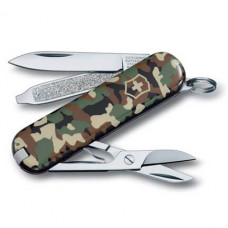 Нож-брелок VICTORINOX Classic SD 'Camouflage', 58 мм, 7 функций, зелёный камуфляж-114_6060025