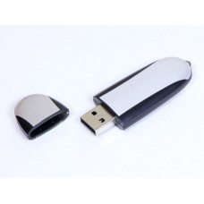 USB-Flash накопитель (флешка) овальной формы из пластика с металлическими вставками, модель 017, объем памяти 128 Gb, цвет чёрный-114_2070032