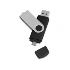 USB/micro USB-флешка на 16 Гб 'Квебек OTG', с покрытием SOFT TOUCH, цвет чёрный-114_1940393