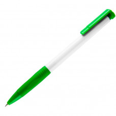 N13, ручка шариковая с грипом, пластик, белый, зеленый-114_2313430