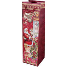 Новогодняя упаковка для бутылки, 35 см, цвет красный с белым-114_2850371