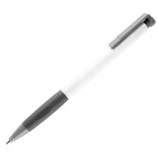 N13, ручка шариковая с грипом, пластик, белый, серый-114_2313435
