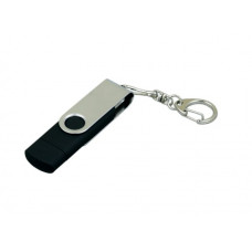 Флешка с поворотным механизмом и Micro USB ис одноцветным металлическим клипом, 64Гб, Чёрный, USB2.0-114_1990143