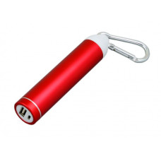 Универсальное зарядное устройство power  bank круглой формы с карабином, красный - 2600 mah-114_1750217