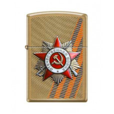Зажигалка ZIPPO День победы с покрытием Brushed Brass, золотистая-114_3620142