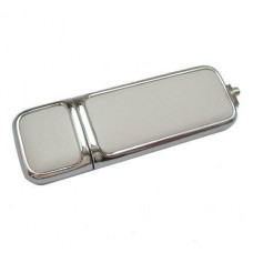 USB-Flash накопитель (флешка) в компактном металлическом корпусе с кожаными вставками, модель 213, объем памяти 32 Gb, цвет белый-114_1970200