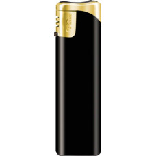 Пьезозажигалка многоразовая серия Black/Gold Cap Е-101, чёрная-114_3610047