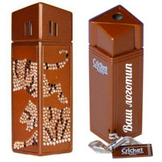 Зажигалка 'CRICKET Premium Paris' газовая, инкрустирована кристаллами Swarovski, модель Tiger, цвет коричневый-114_3620127
