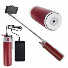 Bluetooth колонка с зарядным устройством (2000mAh) и моноподом 'Turbo Tube', цвет красный-114_2100216