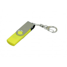 Флешка с поворотным механизмом и Micro USB ис одноцветным металлическим клипом, 64Гб, Жёлтый, USB2.0-114_1990147