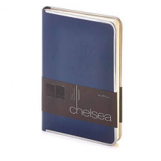 Ежедневник недатированный CHELSEA , формат A5, обрез серебро, бежевая бумага, цвет синий-114_3080586