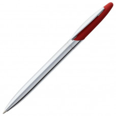 Ручка шариковая Dagger с покрытием SOFT TOUCH, цвет серебристый с красным-114_2330560