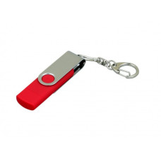 Флешка с поворотным механизмом и Micro USB ис одноцветным металлическим клипом, 64Гб, Красный, USB2.0-114_1990145