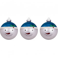 Набор из 3 украшений 'Снеговик' Mister Christmas, цвет синий с белым-114_2830392