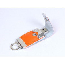Флешка-брелок  кожаная 64 Гб. Оранжевый, USB2.0-114_1990329