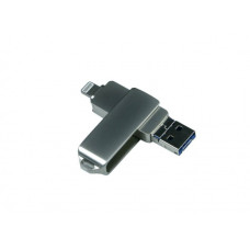 Флешка c дополнительными разъемами для I-phone Lightning и Micro USB, 64Гб,  Серебряный, USB3.0-114_1990149