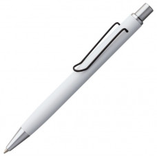 Ручка шариковая Clamp, белая с черным-114_2330783