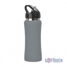 Бутылка для воды 'Индиана' 0,6 л., покрытие soft touch, цвет серый-114_6310764