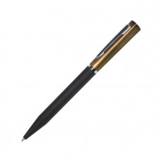 Ручка шариковая M1, пластик, металл, покрытие soft touch, чёрно-золотистая-114_2590138