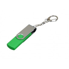 Флешка с поворотным механизмом и Micro USB ис одноцветным металлическим клипом, 64Гб, Зелёный, USB2.0-114_1990146