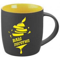 Кружка  с гравировкой ,  Soft Touch желтая  (печать включена в стоимость)-114_5080530