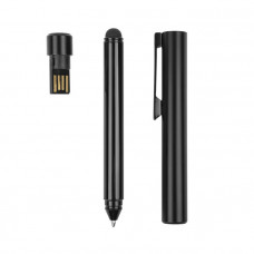 Ручка GENIUS с флешкой 4 GB, металлическая, цвет чёрный-114_2330510