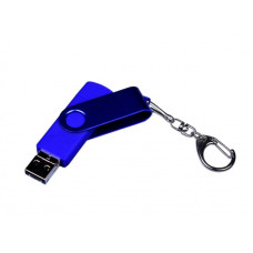 Флешка 3 в 1 поворотный механизм, c двумя дополнительными разъемами MicroUSB и TypeC, 32Гб, Синий, USB2.0-114_1970435