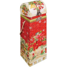 Новогодняя упаковка для бутылки, 33 см, цвет белый с красным-114_2850385
